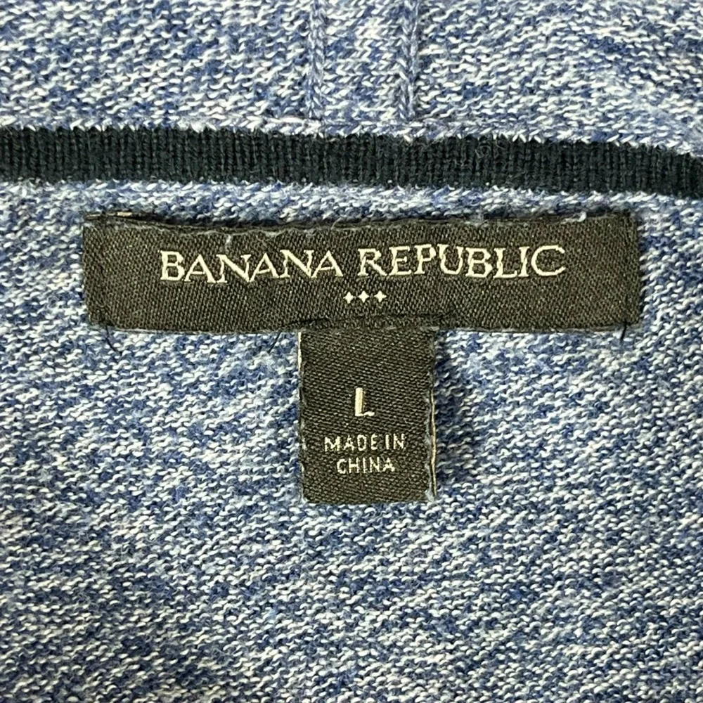 Banana Republic Men Large Blue Pullover Hooded Henley Lightweight Sweater‎